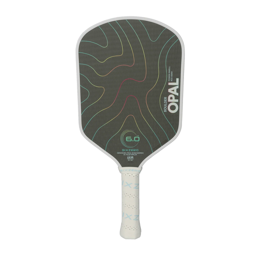Six Zero Boulder Opal 14mm pickleball paddle in white