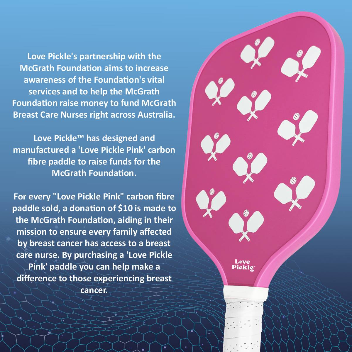 Love Pickle X McGrath Foundation Breast Cancer Pink Charity Paddle with more description