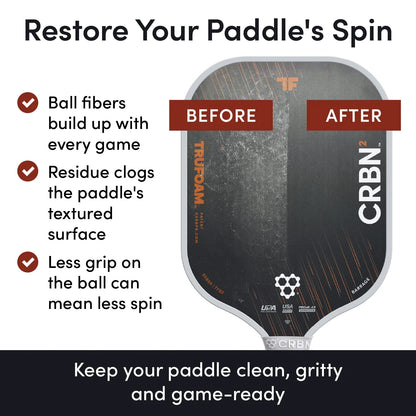 CRBN Pickleball Paddle Eraser, cleaning a paddle face